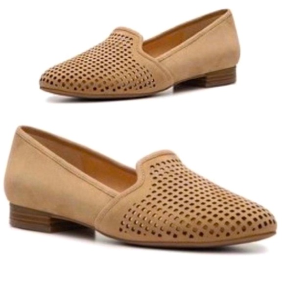 Crown Vintage Shoes - ✨ Crown Vintage ✨ Penelope Brown Suede Leather Perforated Flats Loafers Size 6.5
